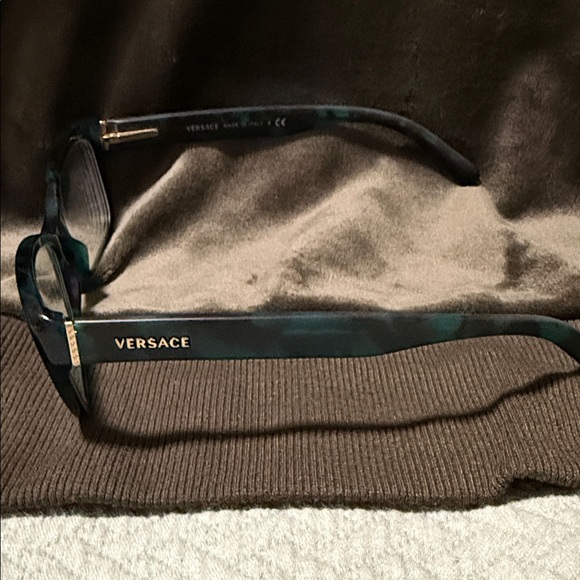 Versace Black and Green Frame preowned prescribed Glasses